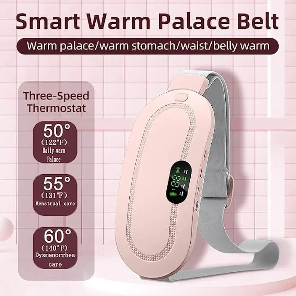 Electric Period Cramp Massager Vibrator Heating Belt for Menstrual Relief Pain Waist Stomach Warming Women